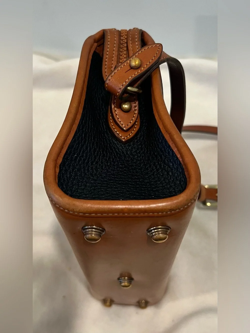 Vintage Dooney & Bourke Navy and Brown Two-Tone AWL Bag